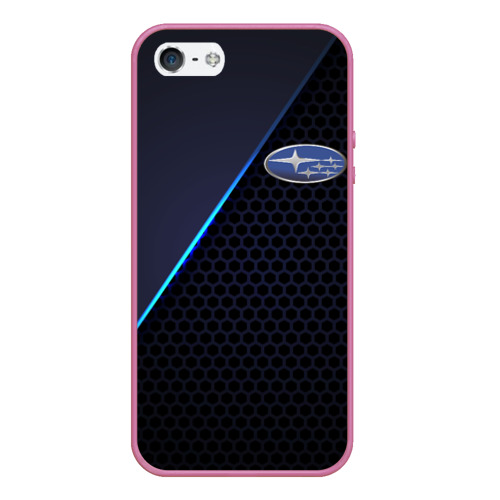Чехол для iPhone 5/5S матовый Subaru, цвет малиновый
