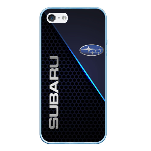 Чехол для iPhone 5/5S матовый Subaru Субару, цвет голубой