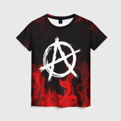 Женская футболка 3D АНАРХИЯ | ANARCHY RED FIRE