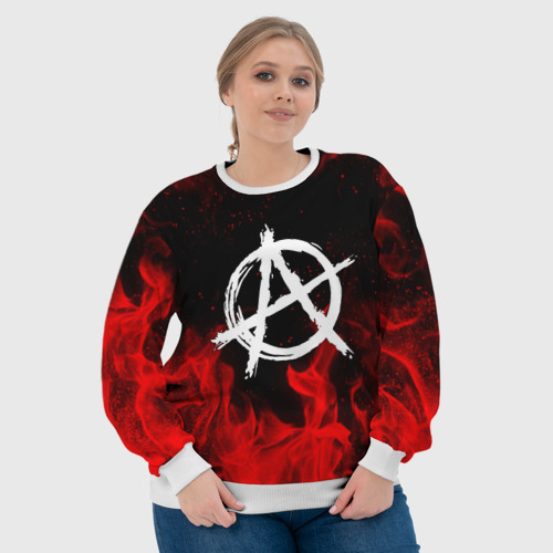 Женский свитшот 3D Анархия anarchy red fire, цвет 3D печать - фото 6