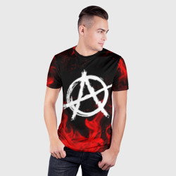 Мужская футболка 3D Slim Анархия anarchy red fire - фото 2