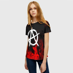 Женская футболка 3D Анархия anarchy red fire - фото 2