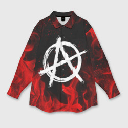 Женская рубашка oversize 3D Анархия anarchy red fire