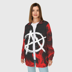 Женская рубашка oversize 3D Анархия anarchy red fire - фото 2