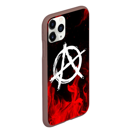 Чехол для iPhone 11 Pro Max матовый Анархия anarchy red fire, цвет коричневый - фото 3