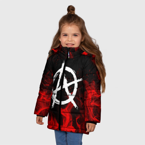 Зимняя куртка для девочек 3D Анархия anarchy red fire, цвет черный - фото 3