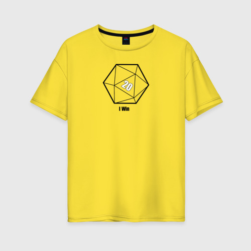 Женская футболка хлопок Oversize Кубик - i win - dungeon & dragons, цвет желтый