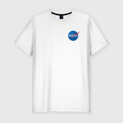 Мужская футболка хлопок Slim NASA НАСА +спина