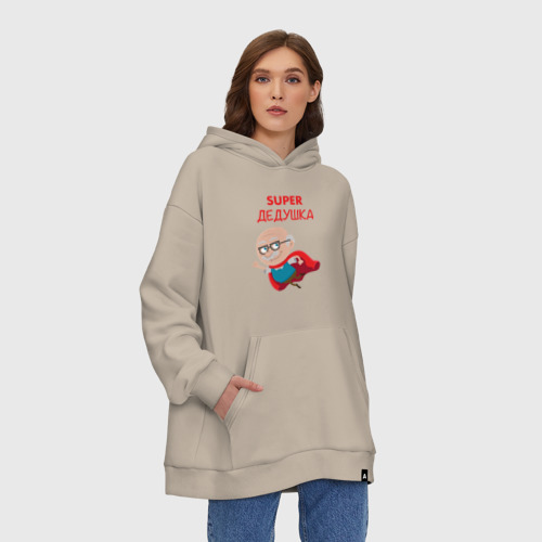 Худи SuperOversize хлопок Super Дедушка, цвет миндальный - фото 4