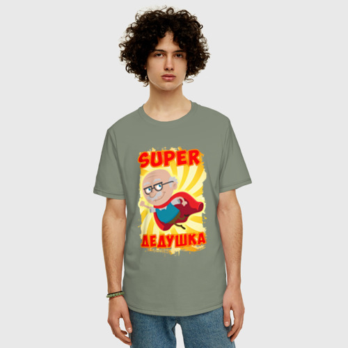 Мужская футболка хлопок Oversize Super Дедушка, цвет авокадо - фото 3