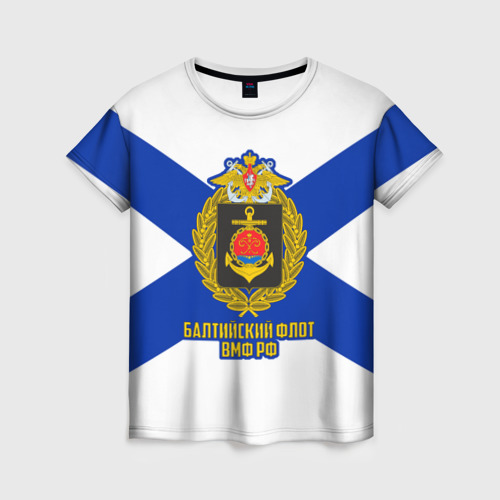 Женская футболка 3D с принтом Балтийский флот ВМФ РФ, вид спереди #2