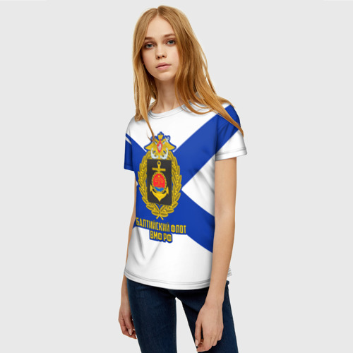 Женская футболка 3D с принтом Балтийский флот ВМФ РФ, фото на моделе #1
