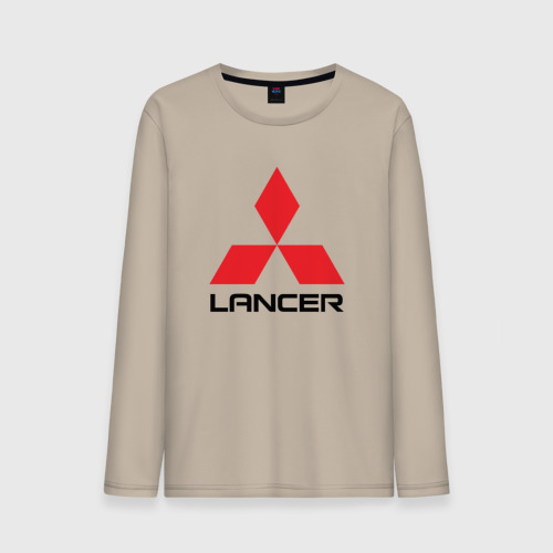 Мужской лонгслив хлопок Mitsubishi Lancer big logo, цвет миндальный