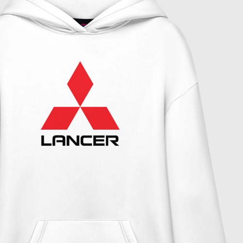 Худи SuperOversize хлопок Mitsubishi Lancer big logo, цвет белый - фото 3