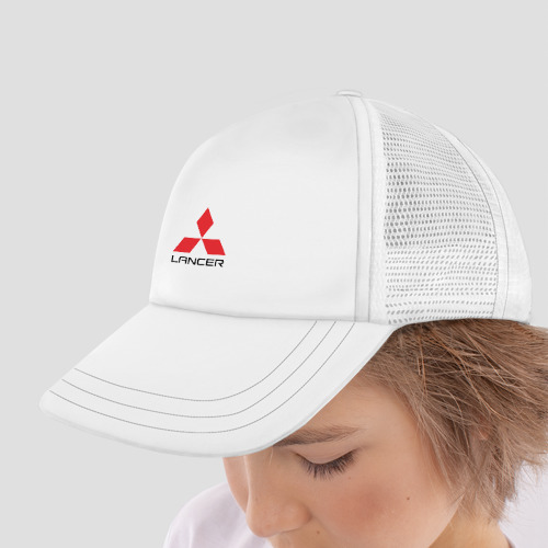Детская кепка тракер Mitsubishi Lancer big logo, цвет белый - фото 4