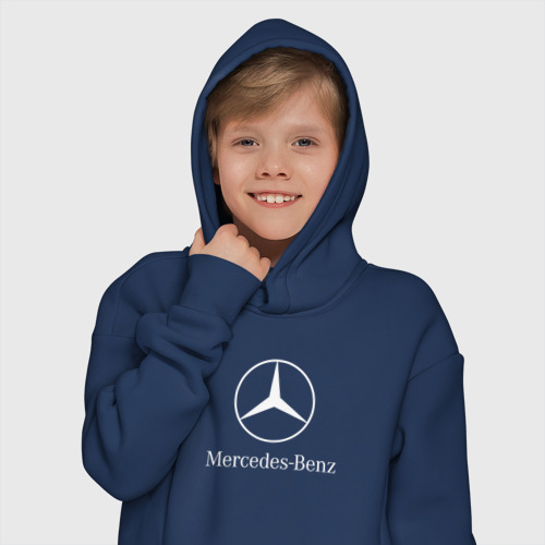 Детское худи Oversize хлопок Mercedes Мерседес, цвет темно-синий - фото 12