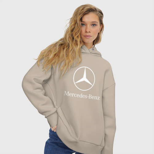 Женское худи Oversize хлопок Mercedes Мерседес, цвет миндальный - фото 4