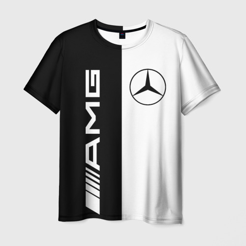 Мужская футболка с принтом Mercedes AMG Мерседес, вид спереди №1