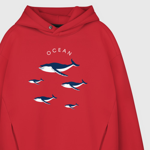 Мужское худи Oversize хлопок Ocean, цвет красный - фото 4