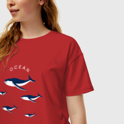 Женская футболка хлопок Oversize Ocean - фото 2