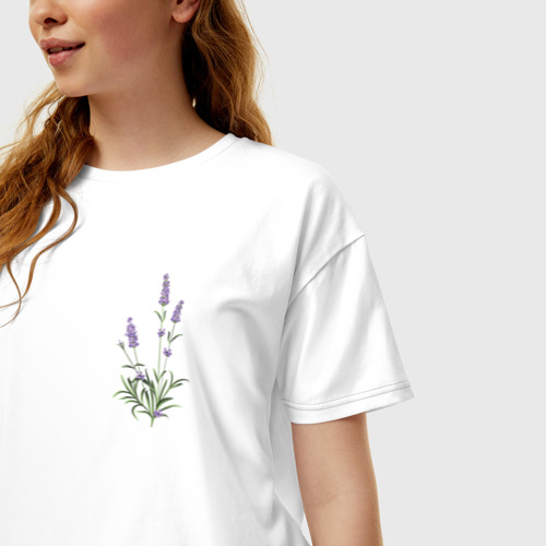 Женская футболка хлопок Oversize Lavanda, цвет белый - фото 3