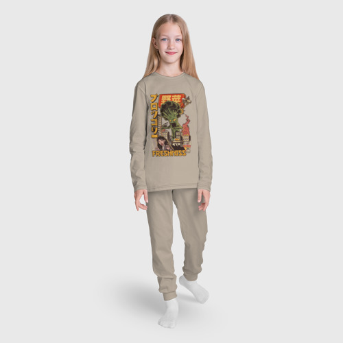 Детская пижама с лонгсливом хлопок Broccozilla, цвет миндальный - фото 5