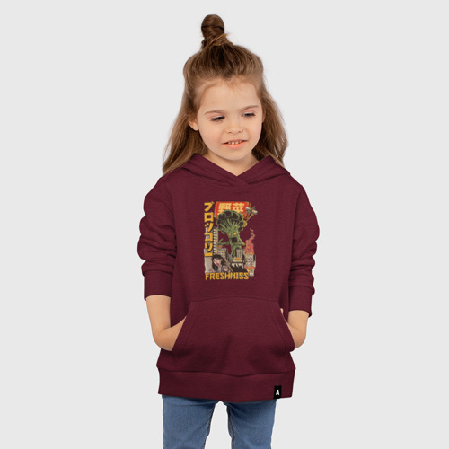 Детская толстовка хлопок Broccozilla, цвет меланж-бордовый - фото 4
