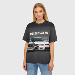 Женская футболка oversize 3D Nissan Ниссан - фото 2