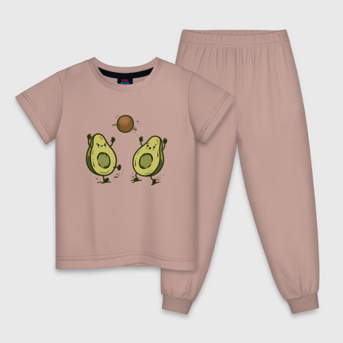 Детская пижама хлопок Авокадик, цвет пыльно-розовый