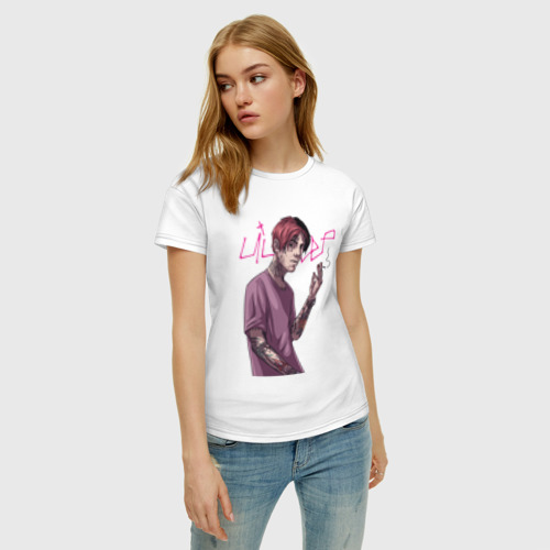 Женская футболка хлопок LIL PEEP | ЛИЛ ПИП (Z), цвет белый - фото 3