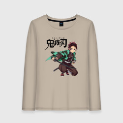 Женский лонгслив хлопок Танджиро Камадо Клинок рассекающий демонов