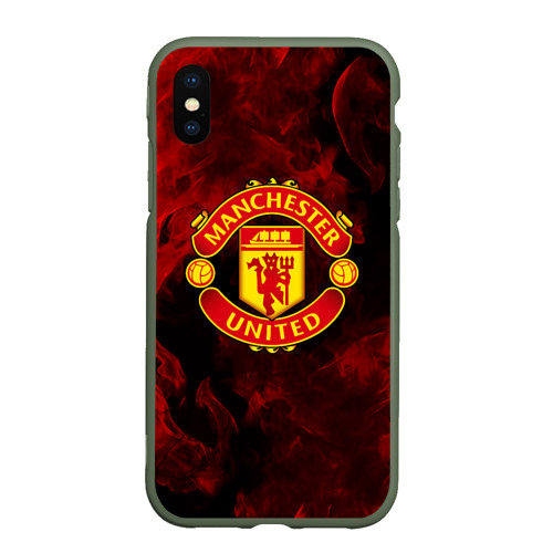 Чехол для iPhone XS Max матовый Манчестер Юнайтед FCMU Manchester united, цвет темно-зеленый