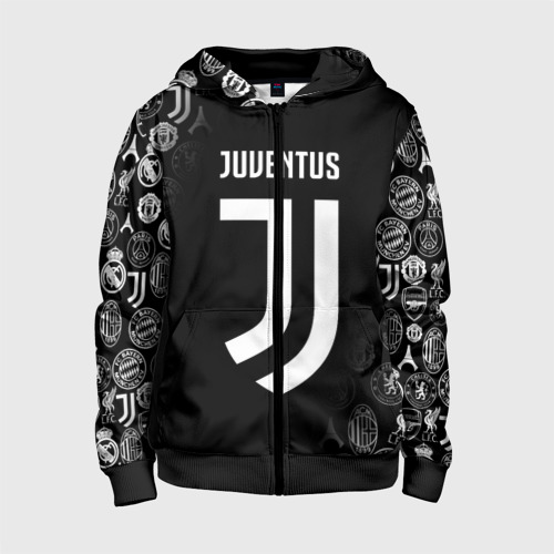 Детская толстовка 3D на молнии Juventus logo pattern, цвет черный