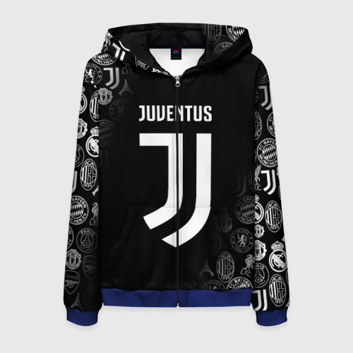 Мужская толстовка 3D на молнии Juventus logo pattern, цвет синий