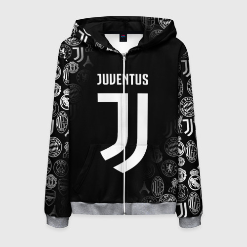 Мужская толстовка 3D на молнии Juventus logo pattern, цвет меланж