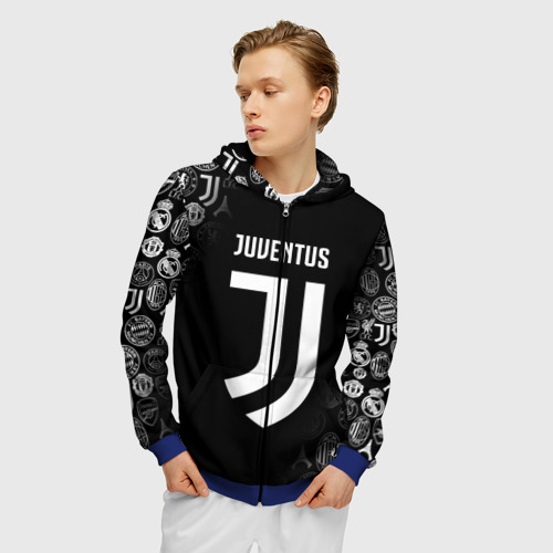 Мужская толстовка 3D на молнии Juventus logo pattern, цвет синий - фото 3