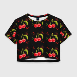 Женская футболка Crop-top 3D Вишенки