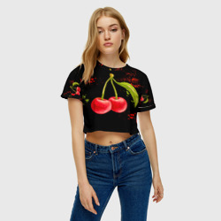 Женская футболка Crop-top 3D Вишенки - фото 2