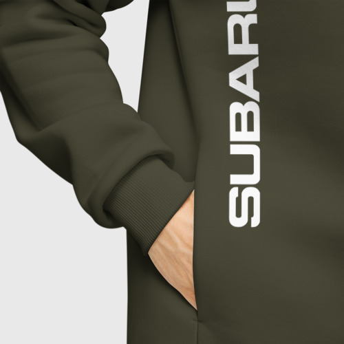 Мужское худи Oversize хлопок Subaru Субару, цвет хаки - фото 8