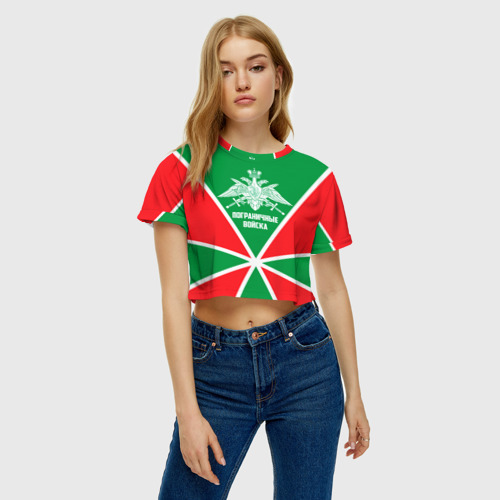 Женская футболка Crop-top 3D Пограничные Войска, цвет 3D печать - фото 3