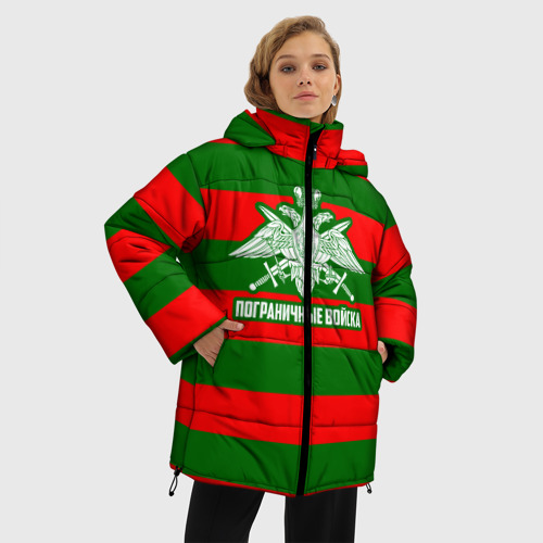Женская зимняя куртка Oversize Пограничные Войска, цвет светло-серый - фото 3