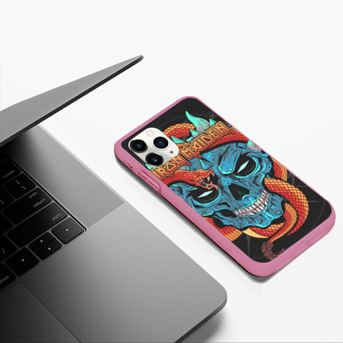 Чехол для iPhone 11 Pro Max матовый Iron Maiden, цвет малиновый - фото 5