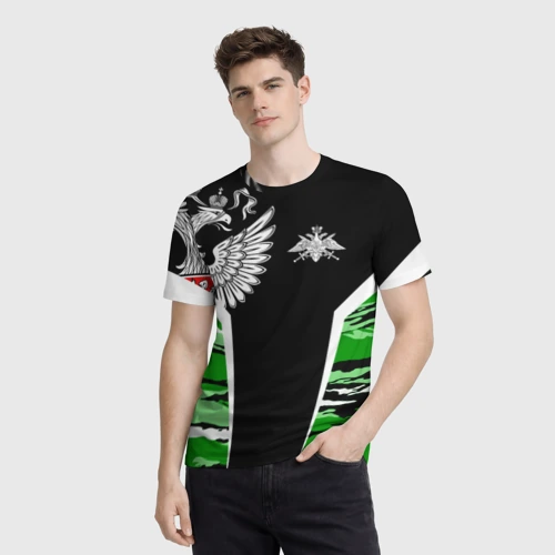 Мужская футболка 3D с принтом Пограничные Войска, фото на моделе #1