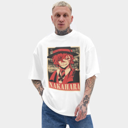 Мужская футболка Oversize хлопок texturе Nakahara плакат пошерканный - фото 2