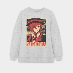 Женский свитшот oversize без начеса хлопок Nakahara плакат пошерканный