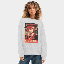 Женский свитшот oversize без начеса хлопок Nakahara плакат пошерканный - фото 2