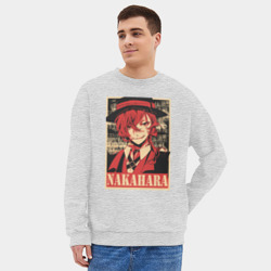 Мужской свитшот oversize без начеса хлопок Nakahara плакат пошерканный - фото 2