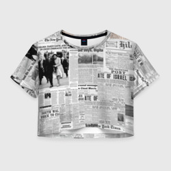 Женская футболка Crop-top 3D Газета Newspaper