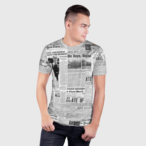 Мужская футболка 3D Slim Газета Newspaper, цвет 3D печать - фото 3