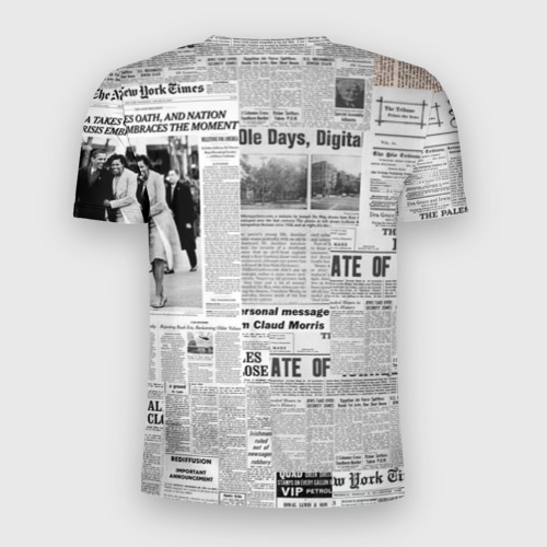 Мужская футболка 3D Slim Газета Newspaper, цвет 3D печать - фото 2